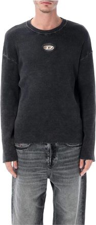 Diesel Oval D Knit - Heren - Ronde hals truien - Zwart - M - Truien & Vesten