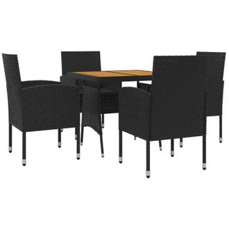 vidaXL Juego De Comedor De Jard&iacute;n 5 Piezas Rat&aacute;n Sint&eacute;tico Negro Vidaxl