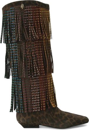Kurt Geiger Schoenen, Dames, Bruin, 38 EU, Leer, Western Fringe Pull On Boot