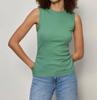 Sanctuary Ribbed Ruched Tank In Green Juice