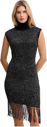 Simona Corsellini Fitted Midi Jurk - Dames - Korte kleedjes - Zwart - M - Polyester - Kleedjes