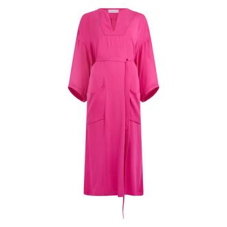 Fabiana Filippi Midi Dresses, female, Pink, Size: S Belted Long-Sleeved Midi Dress