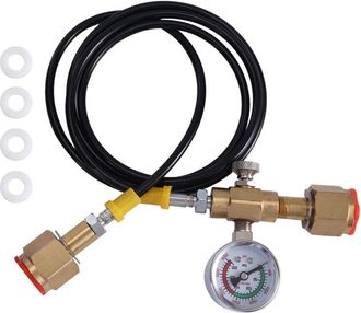 OEM Adaptador De Carga Para Estaci&oacute;n De Recarga De Arg&oacute;n Y Co2 Para Peque&ntilde;os Tanques De Soldadura, Con Manguera Flexible De 1,5 Metros Y Man&oacute;metro De 250 