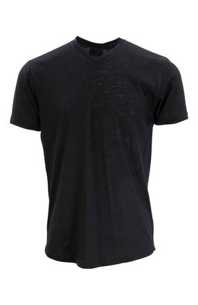 Lords of Harlech Victor Extra Fine Merino Wool V-neck Shirt in Black at Nordstrom, Size Xx-Large