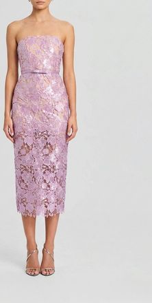 Retrof&ecirc;te Abito a tubino midi Retrorfete in pizzo macram&eacute; con paillettes e spalle scoperte