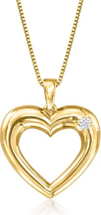 Ross-Simons 18kt Gold Over Sterling Heart Pendant Necklace With Single Lab-Grown Diamond