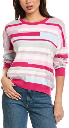 Brodie Abstract Stripe Crewneck Cashmere-Blend Sweater
