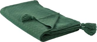 Beliani Beliani - Colcha Con Borlas Para Cama Algod&oacute;n 150 X 200 Cm Verde Lindula