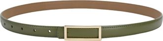 Generic Womens Leather Thin Belt Vintage Skinny Belt Classic Slim Belts Adjustable Waistband for Jeans Dress Coat (Celery Green)