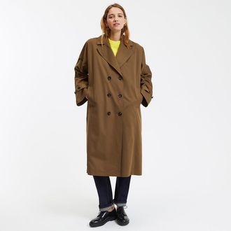 La Redoute Collections Oversized lange trenchcoat met dubbele rij knopen