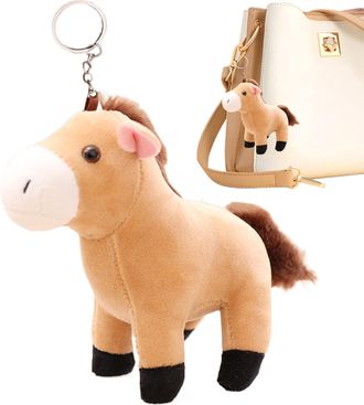Generic Plush Horse Keychain - minii Horse Keyring, Stuffed Animal Charm | ponyy Key Holder, Soft Plush Horse, fluffyy Horse Bag Pendant Horse Keychain, Small
