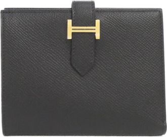 Herm&egrave;s Bearn Black Epsom Leather Wallet (Bi-Fold) (Pre-Owned)
