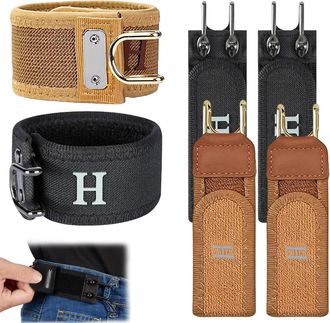 Generic No Buckle Belts for Men,Buckless Belt for Men,Tactical Metal Hook Elastic Belt,Unisex Buckle-Less Invisible Waist Belts (Black+Brown)