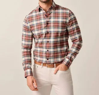 Johnnie-O Knick Flannel Shirt In Pumpkin
