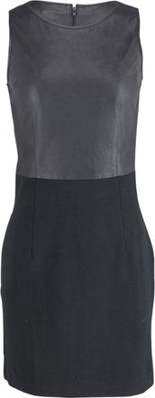 Theory Leather Bodice Dress in Grey Virgin Wool