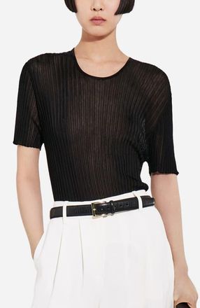 Co Sheer Rib T-Shirt in Viscose in Black at Nordstrom, Size Xx-Small