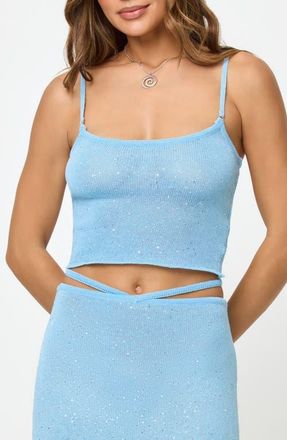 L*Space Last Light Crop Knit Camisole in Sky Blue at Nordstrom, Size X-Large