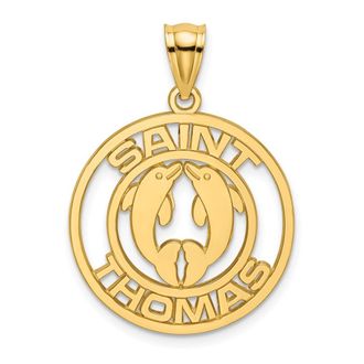 Diamond2Deal 14k Yellow Gold SAINT THOMAS Dolphins Charm