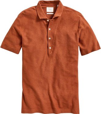 Billy Reid Hemp & Cotton Knit Polo in Spice Brown at Nordstrom, Size X-Large