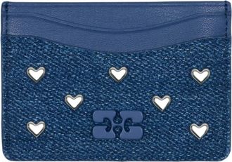 Ganni Wallets & Cardholders, female, Blue, Size: ONE SIZE Bou Denim Card Holder