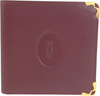 Cartier Wine Red Leather Wallet (Bi-Fold) (Pre-Owned)
