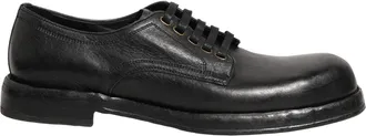 Dolce & Gabbana Black Leather Lace Up Derby Dress Men Shoes Horse