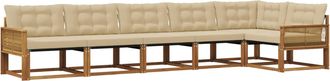 vidaXL Conjunto De Sof&aacute;s De Exterior 6 Uds. Natural Y Beige Vidaxl