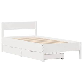 Berkfield Home Full Bed Frame Frame White 75x190 cm Small Single Solid Wood Pine