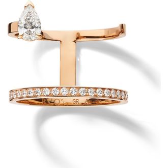 Repossi Serti sur Vide 2-Row Pear-Cut Diamond Ring in Rose Gold at Nordstrom, Size 6.25