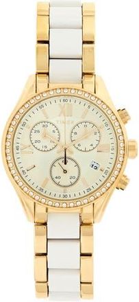 Timex Chronograph Stainless Steel Two-Tone Bracelet Watch, 38mm in Two Tone Gold at Nordstrom Rack