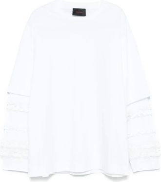 Simone Rocha T-shirt a maniche lunghe con ruches - Bianco