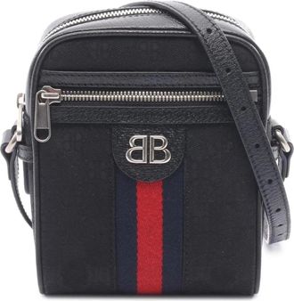 Balenciaga Pre-owned Cross Body Bags, female, Black, Size: ONE SIZE Pre-owned Vintage Monogrammed Canvas Crossbody Bag
