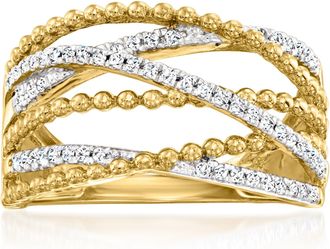 Ross-Simons Diamond Beaded Highway Ring in 18kt Gold Over Sterling