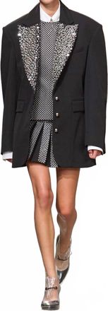 Paco Rabanne Embroidered Wool Blazer In Black