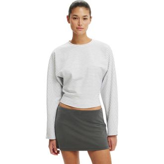 Cotton On Womens Blair Batwing Long Sleeve in Madi Stripe Grey Marle at Nordstrom, Size Xx-Small