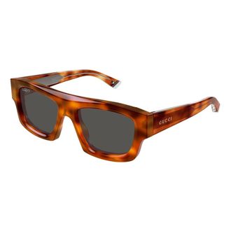Gucci Vintage Rechthoekige Zonnebril Havana Glanzend - Heren - Zonnebrillen - Bruin - 53 MM - Accessoires