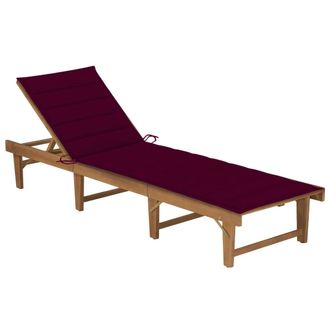 vidaXL Tumbona Plegable Con Coj&iacute;n Madera Maciza De Acacia Vidaxl
