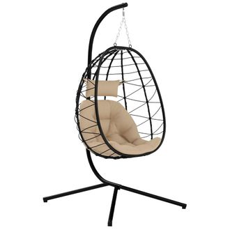 OUTSUNNY Silla colgante 98x95x198 cm caqui