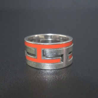 Herm&egrave;s Silver Orange Silver 925 Band Ring (Pre-Owned)