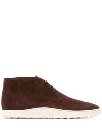 Tod's lace-up calf suede boots - men - Calf Leather/Calf Suede/Rubber - 7 - Brown