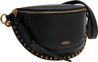 Isabel Marant Womens Studded Leather Crossbody Bag Black Cowhide