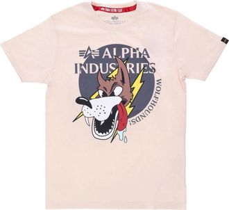 Alpha Industries Wolfhounds Tee Jet Stream White - Heren - T-shirts - Roze - S - Wol - Tops