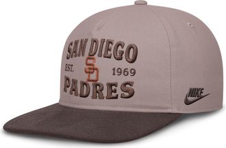 Nike San Diego Padres Cooperstown Pro Nike Mens MLB A-Frame Adjustable Hat in Brown | NB1B0KJASDP-HG2