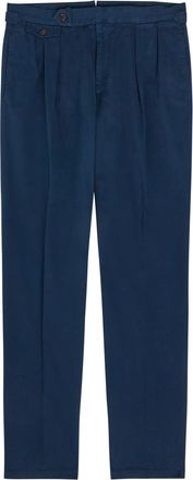 Polo Ralph Lauren Pleated Tapered-leg Stretch-cotton Trousers - Navy - 36 (W36 / XL)