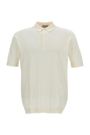 John Smedley White Cotton Polo T-Shirt