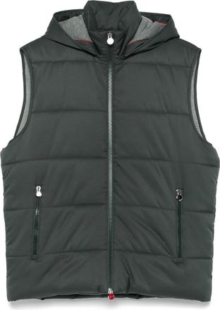 Kiton Gilet con cappuccio - Verde