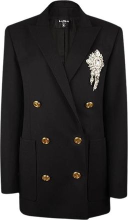 Balmain Zwarte Blazer Vest met Sieraden op de Borst - Dames - Blazers - Zwart - XS - Jassen