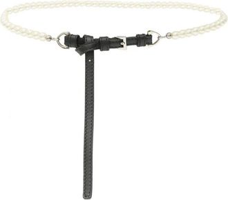 Ermanno Scervino Riem van glad kalfsleer met dubbele gesp en lus - Dames - Riemen - Zwart - 85 CM - Leer - Accessoires
