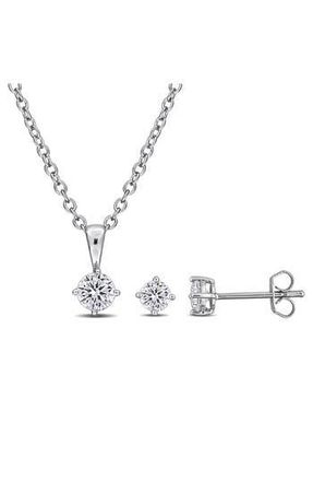 Delmar Cubic Zirconia Stud Earrings & Necklace Set in Silver at Nordstrom Rack