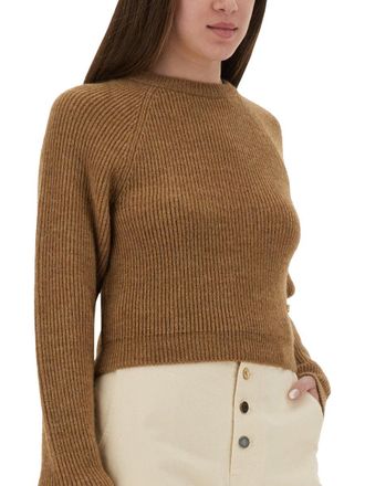 Moschino Cropped Alpaca Blend Sweater - Brown